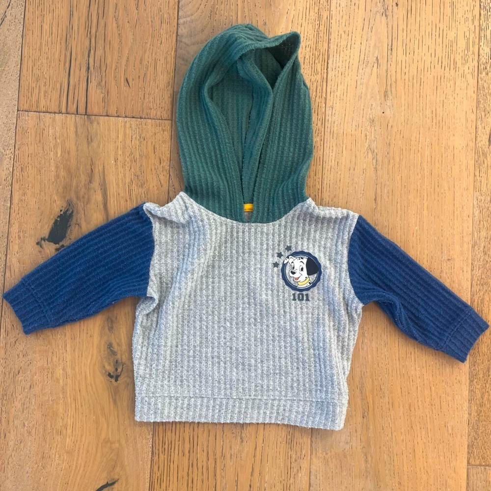 Disney 101 Dalmatians sweatshirt hoodie 9 months Blue Gray Green Dog